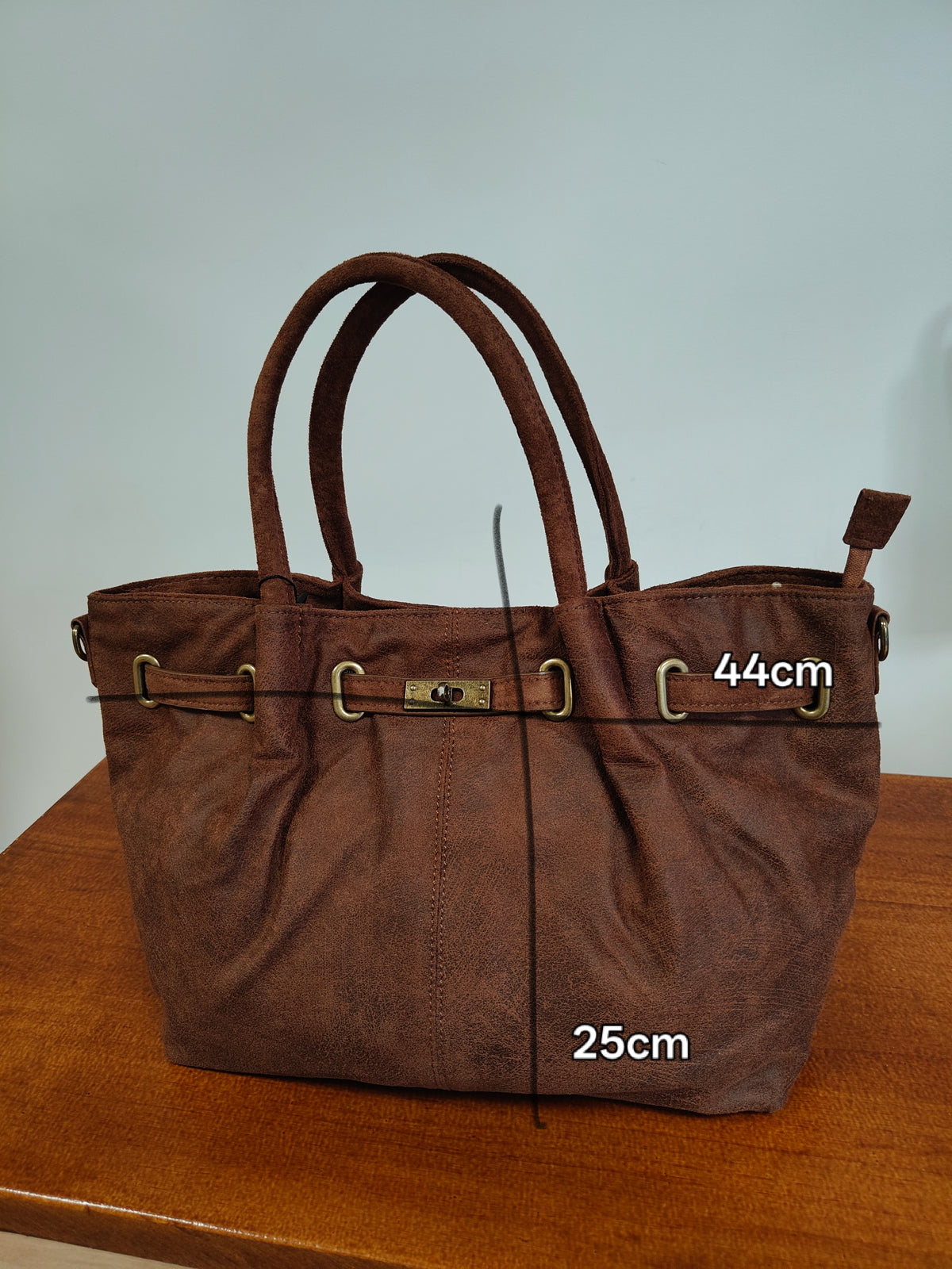 Bolso shopper ante vegano café/marrón (estilo Birkin) + bandolera