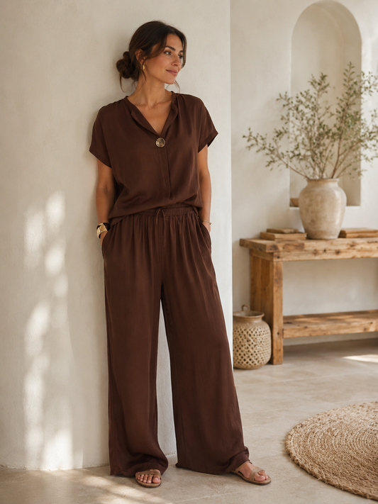 Conjunto Fluido Liso  Chocolate