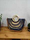 Bolsos de esparto azul