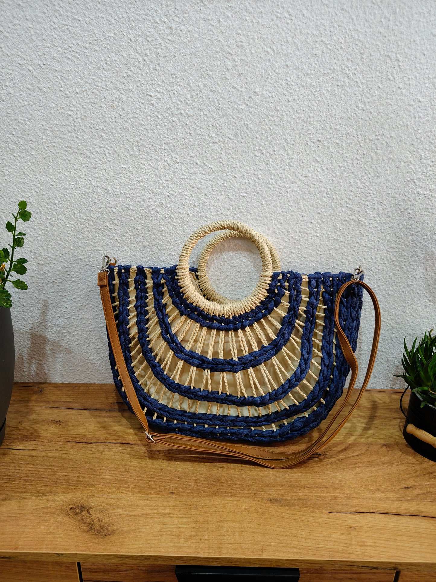 Bolsos de esparto azul