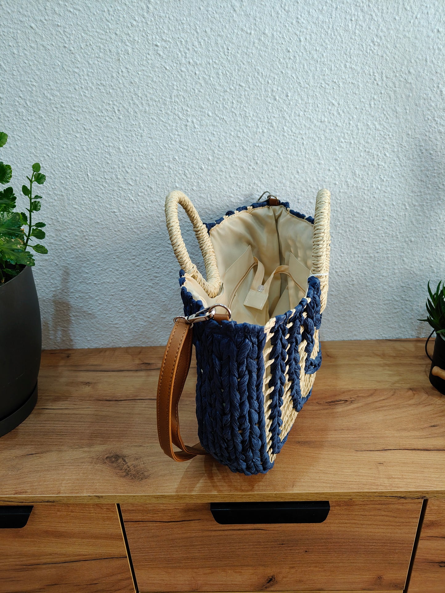 Bolsos de esparto azul