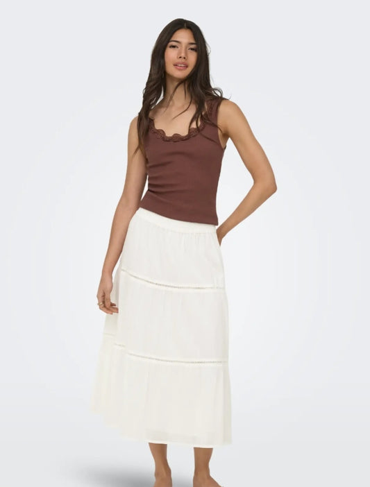 Falda larga blanca ONLY