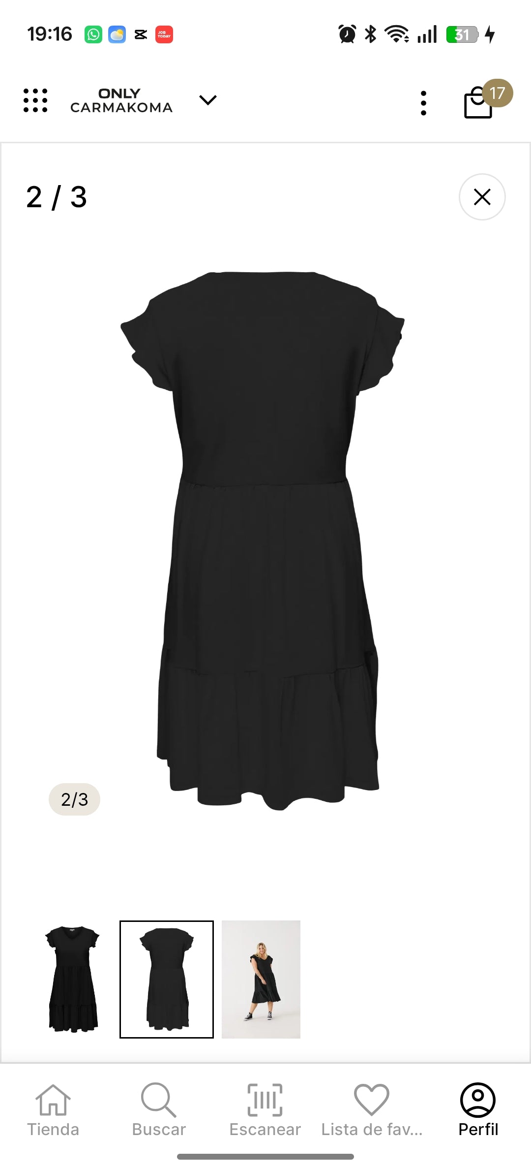 Vestido midi Only Carmakoma negro