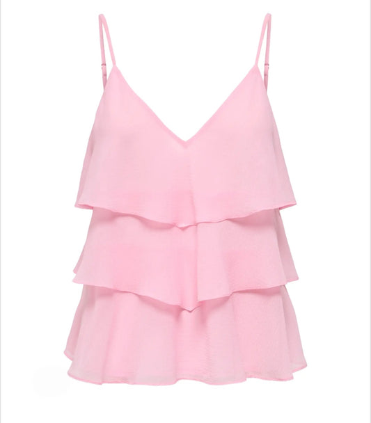 Camiseta de volantes rosa ONLY