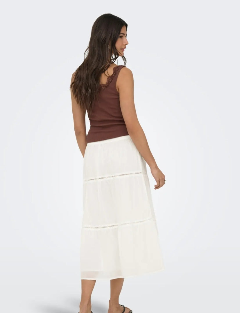 Falda larga blanca ONLY