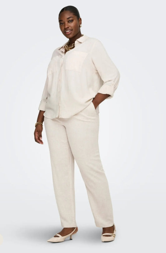 Pantalones beige tipo lino Only Carmakoma