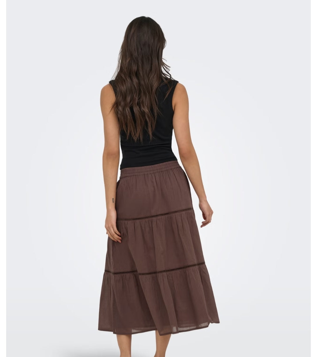 Falda larga chocolate ONLY