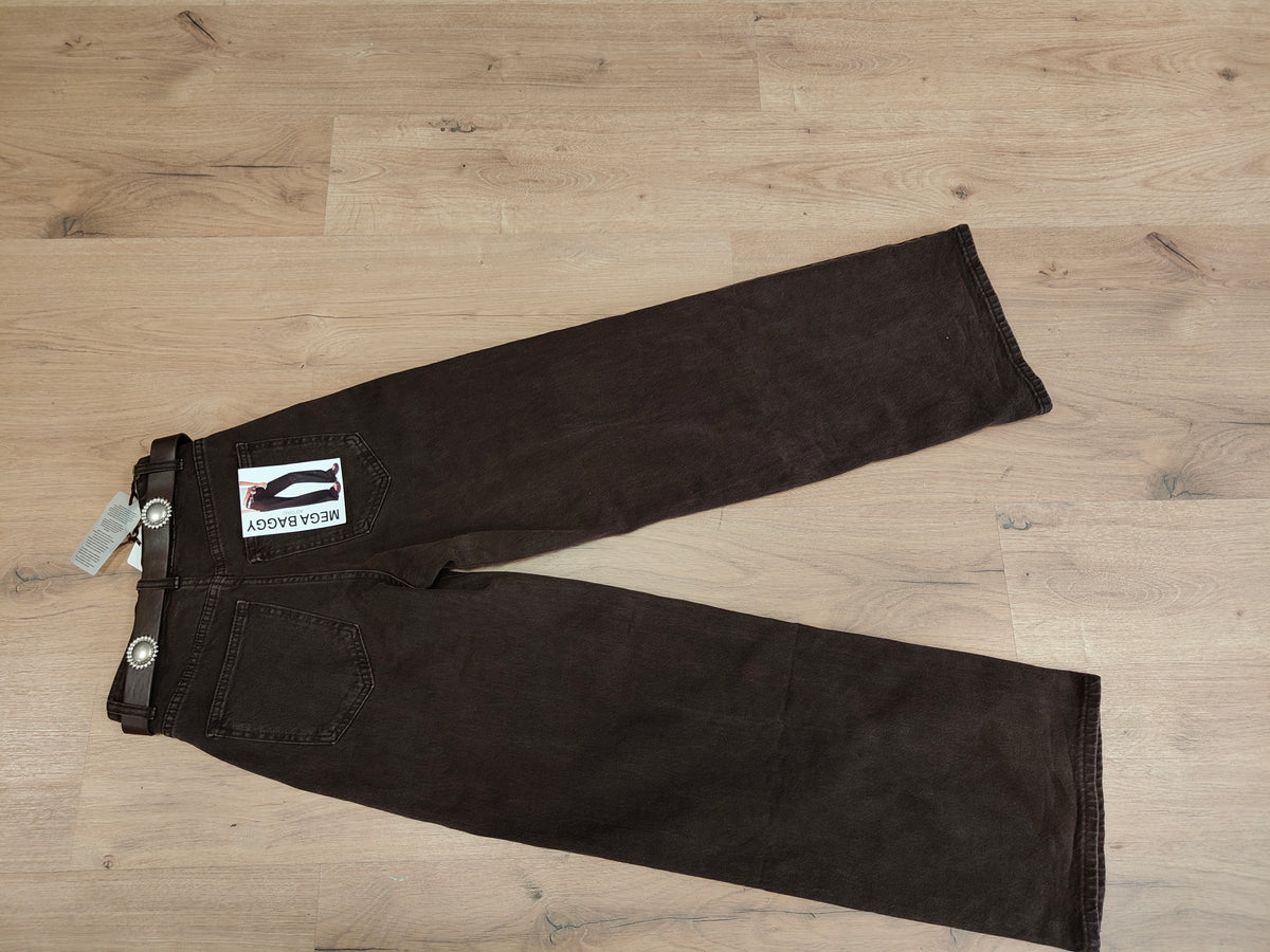 Jeans Wide Leg Marrón Chocolate con Cinturón